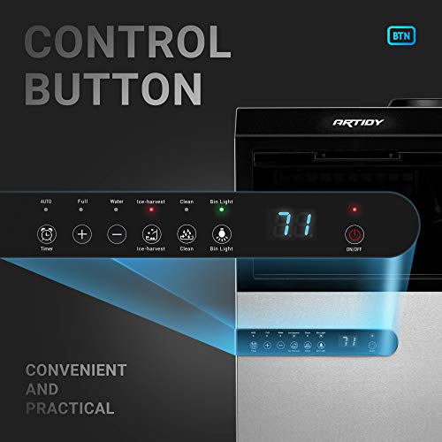 Artidy Commercial Ice Maker Machine, 100LBS/24H Clear Ice Cube, Stainless Steel Under Counter Ice Maker, 33lbs Ice Storage Capacity Ideal For Home, Office, Restaurant, Bar and Coffee Shop