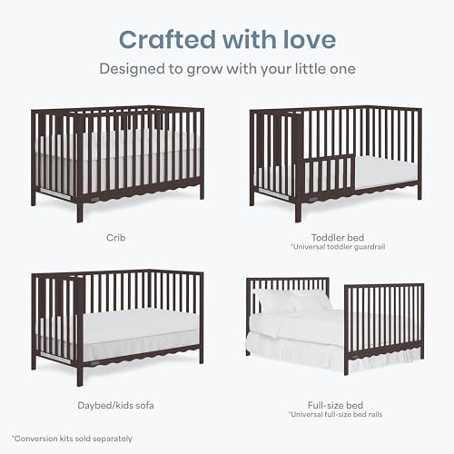 Image of Dream On Me Synergy Wave 5-in-1 Convertible Full Size Baby Crib, Chocolate