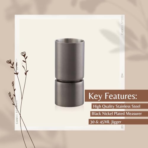 Image of The Empty Space Stainless Steel Peg Measurer 30 & 45ml, Bartender Favourite Double Sided Cocktail Jigger, Drink Measuring Cups, Premium Bar Accessories, 1OZ & 1.5 OZ - Grey-Black Nickel Finish