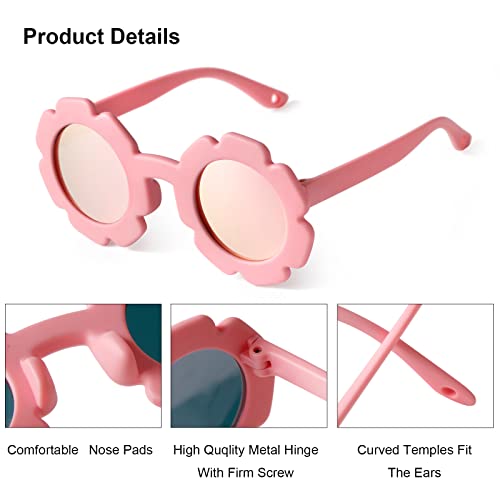 Flexiable Bendable Polarized Flower Baby Sunglasses with Straps for Newborn Infant Girls Boys Age 0-24 Months4