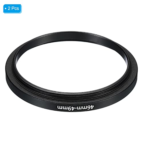 Image of PATIKIL 46mm-49mm Metal Step Up Ring, 2 Pack Camera Lens Filter Adapter Ring Aluminum Filter Adapter Ring for Camera Lenses Hood, Black