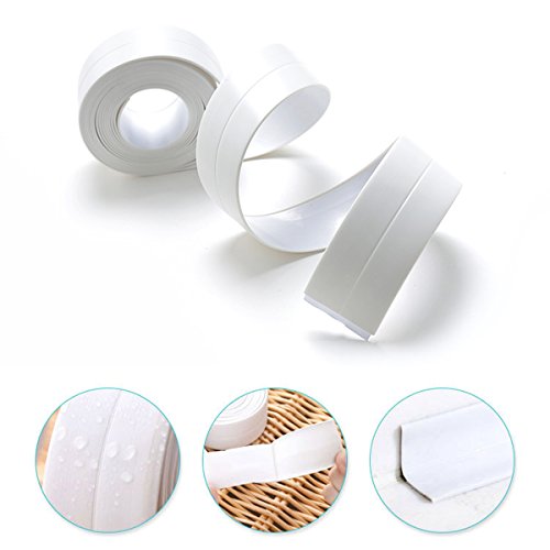 Preisvergleich Produktbild pet-lifeeling Eck-Klebeband-Streifen, wasserdicht, schimmelresistent, Kochen Badewannen-Edge-Displayschutzfolie zu 2 Stück, weiß, S+L