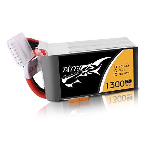 TATTU 6S Lipo 1300 mAh 22,2 V 75C Soft Case Lipo BaterÃa con conector XT60 para UAV Drone FPV Carrera RC Quadrocopter