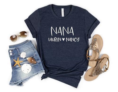 Custom Grandma Shirt with Kids Names Personalized Nana Shirt with Grandkids Names Great Grandma Gifts for Mothers Day Mimi Tees Women3