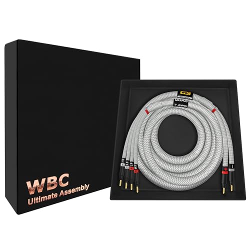 WORLDS BEST CABLES 10 Foot Ultimate - 7 AWG - Ultra-Pure OFC - Premium Audiophile HiFi Bi-Wire Single Speaker Cable for Center Channel with Eminence Gold Banana Plugs & Silver Tweed Jacket