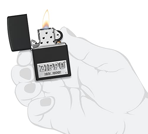 Image of Zippo Zippo License Plate Black Matte Windproof Pocket Fuel Refillable Lighter, BIS Certified