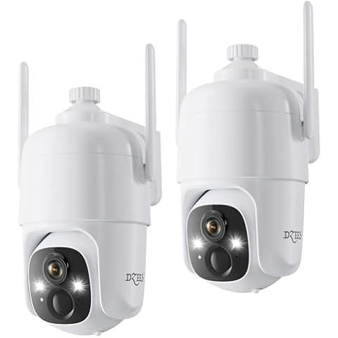 Dzees 360° PTZ Security Cameras Wireless Outdoor WiFi, 2K Battery Powered Home Security Camera Indoor, Spotlight & Siren, Color Night Vision, 2-Way Talk, AI Motion Detection, IP66 2-Pack Cover