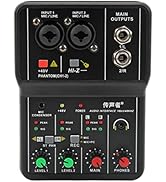 Mixer, Console, USB, 2-Channel Audio Mixer, 48V Phantom Power Compact Mixing Console, for Music R...