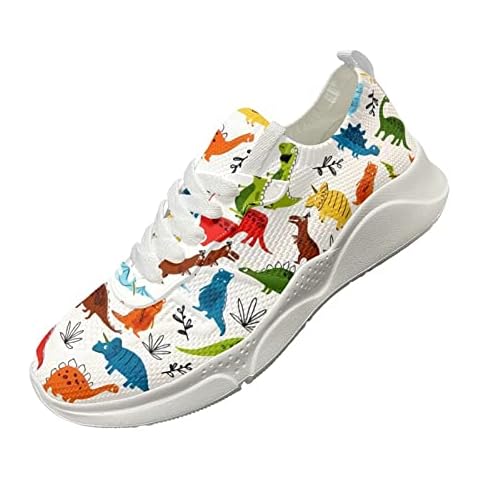 KUIFORTI Cute Dinosaur Print Womens Running Shoes Mesh Walking Shoes Lightweight Tennis Athletic Walking Gym Sports Sneakers,Size 37 EU Cover