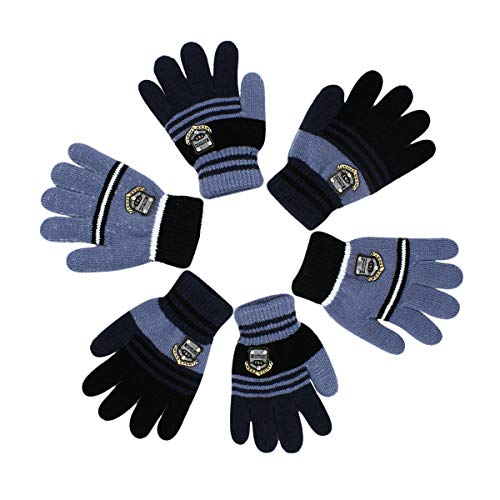 RARITYUS (3 Pairs) Unisex Warm Soft Winter Knit Gloves for Kids Boys Girls Baby Glove with Stripe Mittens (2 to 7Y)
