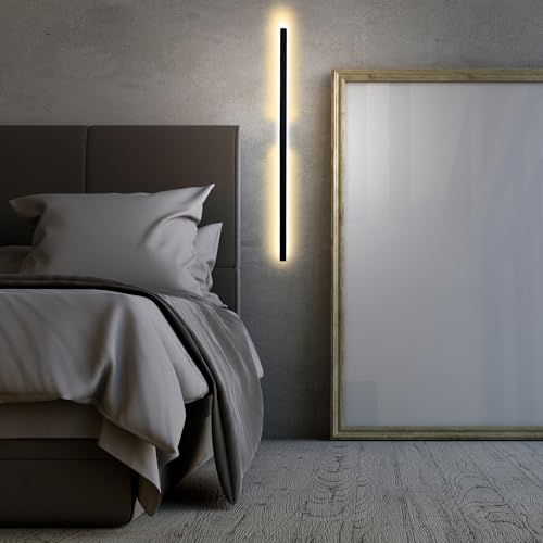 Arandela Luminária Parede Linear Slim LED 127V 60cm Preto