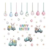 Juego completo de decoración de Pascua: incluye 1 vibrante calcomanía de PVC para ventana con encantadores conejitos de Pascua, huevos decorados y delicados detalles florales para un encanto instantáneo de temporada.