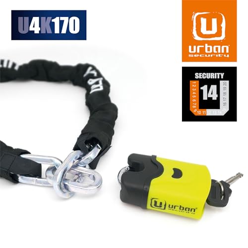 Urban U4K170 Candado Moto Cadena Antirrobo, Acero Endurecido ø10, Cerradura Alta Seguridad, Candado Bici Eléctrica, Cadena Seguridad Garaje Anclaje, Cadena Antirrobo Moto Scooter Bicicleta, 170cm - imagen 2