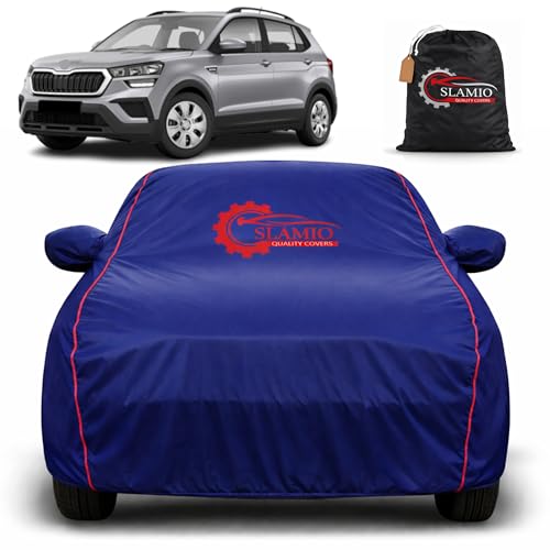 Image of Car Cover for Skoda Kushaq 2021-2026 | 100% Waterproof Heavy-Duty 3-Layer Car Body Cover | All-Weather Rain, UV, Sun & Dust Protection | Custom Fit | Mirror & Antenna Pockets | Navy Blue