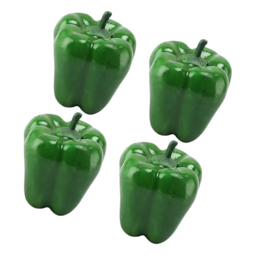 ULTECHNOVO 4 Stück Miniatur Grüne Paprika Dekorationsmodelle aus Schaumstoff Realistische Künstliche Pfeffer Nachbildungen für Fotorequisiten Wohnraum Ladendekoration Langlebig und Leicht