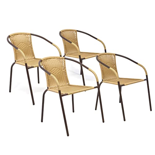 Nexos 4er Set Bistrostuhl Stapelstuhl Balkonstuhl Poly Rattan Gartenstuhl...