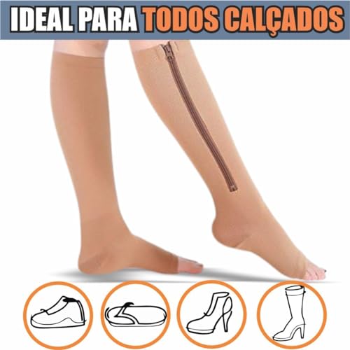 Par De Meia Compressão Pernas Inchadas Alivio Dores Tratamento Ortopédico Trombose Varize Pós-Cirurg