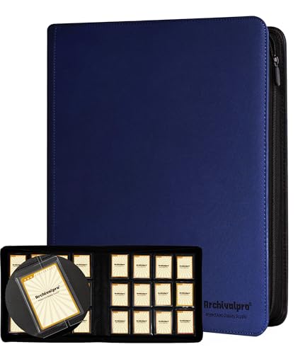 Archivalpro Toploader Binder 12 Pocket Navy Blue - Top Loader Card Storage Album Holds 384 Toploaders Premium Protection for Valuable Trading Cards
