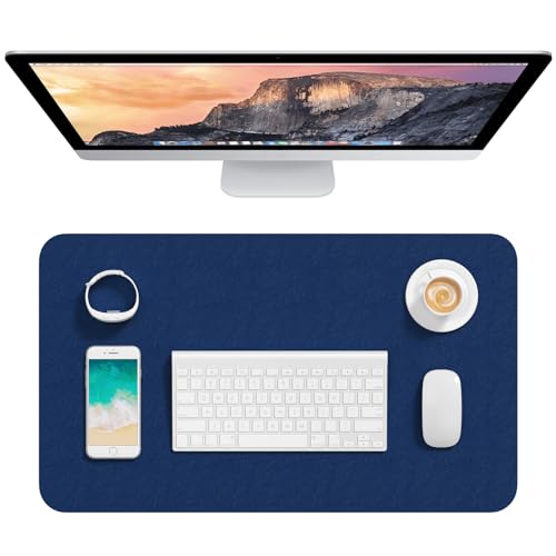 Protège-bureau bleu antidérapant pour petit clavier et ordinateur