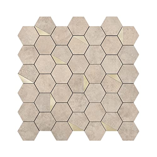 Longking 10-Sheet Peel And Stick Backsplash For Kitchen, Beige Self-Adhesive Tile Hexagon Mosaic Tiles For Kitchen, Bathroom Vanities, Fireplace Décor（9 Ft²Cover Area） #TOP20