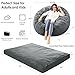 Bean Bag Chairs for Adults - Giant Bean Bag Chair Convertible Bean Bag Bed - Beanbag Chair with Micro Fiber Cover/Furniture Foam Filler - Floor Couch Sofa in Bedroom Dorm Room - Full Charcoal