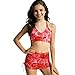 Girl Swimsuits 3 Piece Bathing Suit Fashion Criss Cross Bikini Set Summer Beach Teen Girls Swimwear with Skirts Red Girls 2 Piece Swimsuit