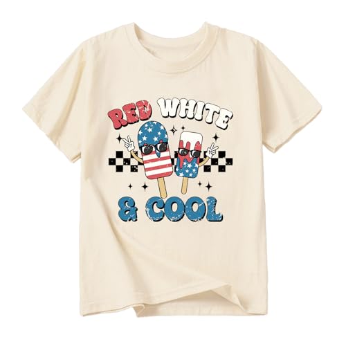 Image of Kid 4th of July T-Shirts Boys Girls American Flag Shirt Patriotic Top Short Sleeve Tees 2-12 Years