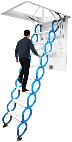 Folding Pull Down Attic Stairs - Space-Saving Loft Ladder, Easy Installation, Durable Hidden Steel Design, 70 x 100cm for Roof Access