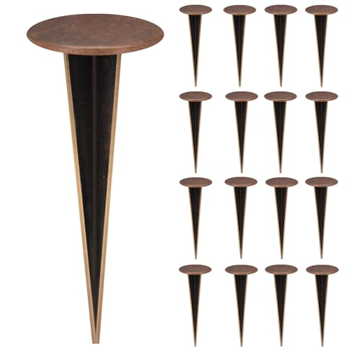 Zealor 16 Pack Permanent Property Line Markers, 7x3 Inch Brass Boundary Markers for Property Land Survey Stakes Heavy Duty Survey Pin for Home Depot Septic Tank Yard Paver Ground Landscape Surveying