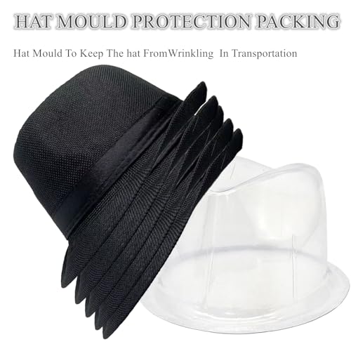 Image of 5 Pack Bulk Cuban Fedora Sun Hats Men with Adjustable Strap, Short Brim 1920s Unisex Party Costume Hats Women.