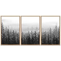 SIGNWIN 3 Piece Framed Canvas Wall Art Landscape with Trees Canvas Prints Home Artwork Decoration for Living Room,Bedroom - 16