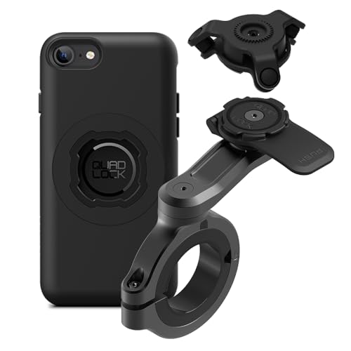Image of Quad Lock Motorcycle Handlebar Phone Mount PRO - Large with Vibration Dampener and MAG Phone Case for iPhone SE (3rd / 2nd Gen) & 8 /7