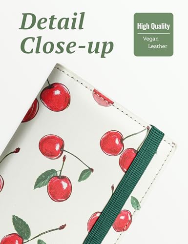 Image of Yarnic Checkbook Cover for Personal Checkbook, Checkbook Holder with Pen Holder & Built-in Clear Plastic Divider for Duplicate Checks (Cream Cherry)