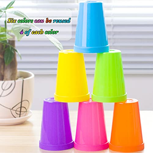Juuxncgv 24 Pack 7Oz Plastic Kids Cups,Unbreakable Juice Tumblers,Toddler Drinking Cup In 6 Assorted Colors For Parties,School,Bbq,Cafe,Restaurant,Children,Adults #TOP3