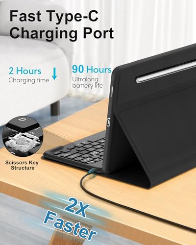 Keyboard Case for Samsung Galaxy Tab S10 FE+ Plus 13.1inch 2025, Magentic Protective Cover with S Pen Holder, Detachable Wireless Bluetooth Keyboard, Precise Cutouts, Auto Sleep/Wake,Adjustable Angles - image 6