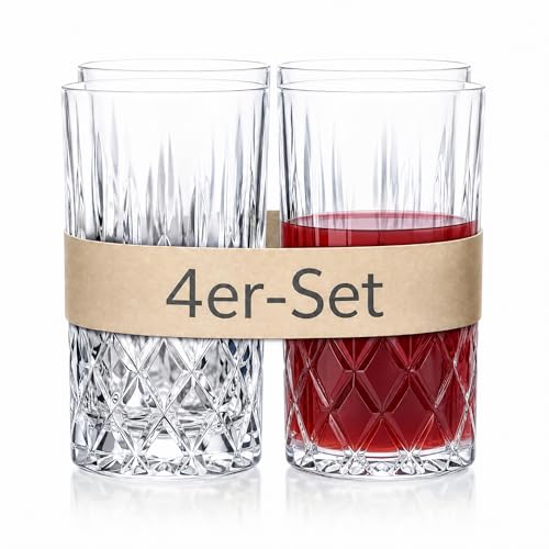 Der-Porzellan-Laden Nachtmann Longdrinkgläser Noblesse Highball Gläser 4er Set Kristallglas 375 ml H 14 8 cm Ø 77 mm spülmaschinengeeignet massiver Boden Made in EU