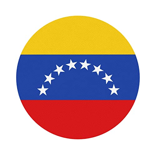 Lot de 6 dessous de verre en cuir imprimé drapeau du Venezuela - Sous-verres absorbants pour table basse, restaurant, cuisine, bureau, dommage ou pendaison de crémaillère pour un ami (10 cm)