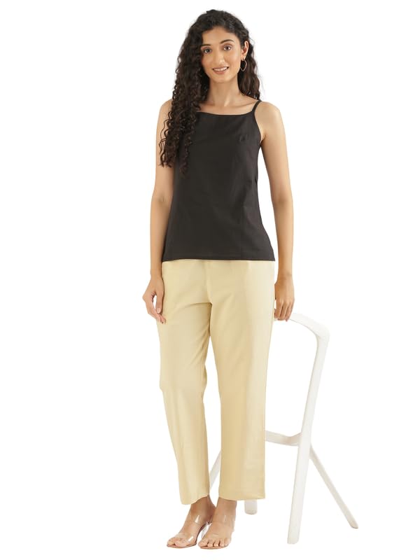 Image of SAADAA Women's 100% Cotton Camisole Top | Soft & Breathable Cambric Fabric | Adjustable Straps, Square Neckline | Comfortable All-Day Wear