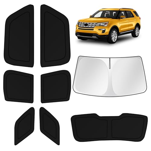 Image of KUST Car Window Shades for Ford Explorer 2011-2019 Windshield Sun Shade Side Window Cover UV Block Privacy Protection Accessories for Camping Blackout Rear Back Full Set 8PCS