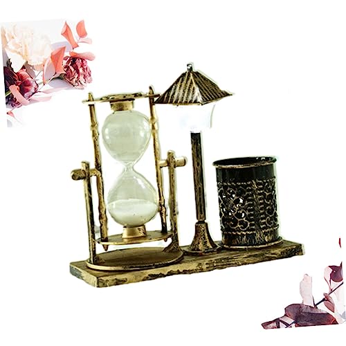 SUPVOX Hourglass Sand Timer Vintage Pen Container Desktop Hourglass Classroom Timer Decorative Sand Timer Makeup Brush Holder Desktop Sand Clock Ornament Sandglass Timer Antique Student