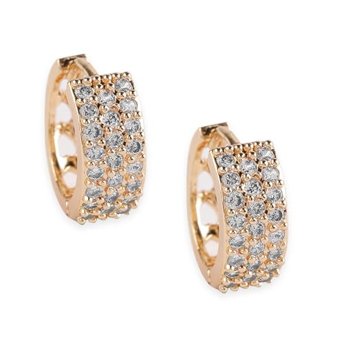 Rubans 18KT Gold Plated Cubic Zirconia Studded Hoop Earrings (B0D6KSV361) Amazon Price History, Amazon Price Tracker