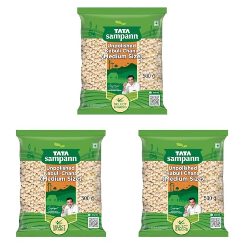 Image of Tata Sampann Unpolished Kabuli Chana, 500 g, (Medium Size) (Pack of 3)