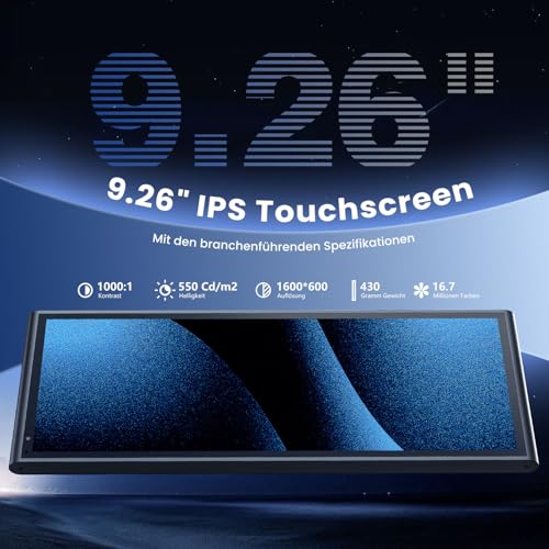 Krunia 9,26\ Drahtloses Tragbares CarPlay Display für Apple CarPlay & Android Auto, OTA-Updates, Rückfahrkamera, Mirror Link, Bluetooth 5.0, Sprachsteuerung, GPS-Navigation, FM