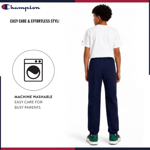 Champion Boys Regular Fit School Uniform Twill Jogger Pants Dark Navy - image 5