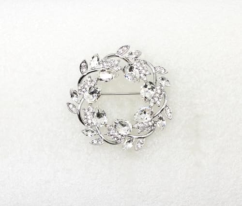 Image of Faship Gorgeous Rhinestone Crystal Floral Wreath Brooch Pin
