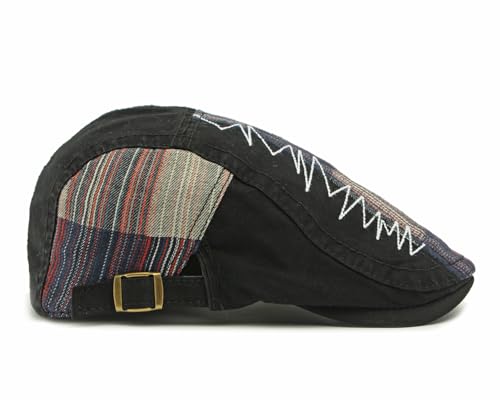 Image of Cotton Newsboy Cap,Breathable Ivy Gatsby Cabbie Beret Hat for Men's Women Driving Hunting Golf