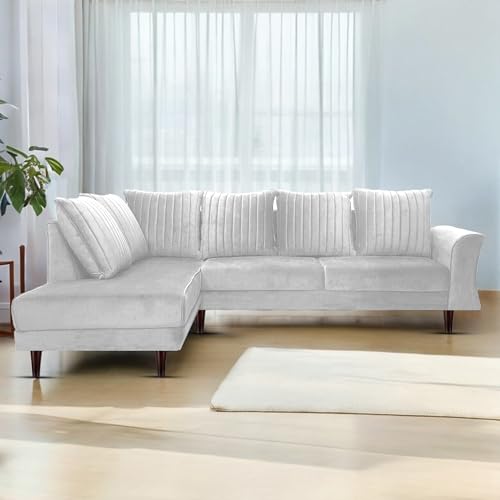 Image of Gratly LHS 4 Seater L Shape Sofa Set for Living Room (Grey Colour) Premium Fabric Sofa