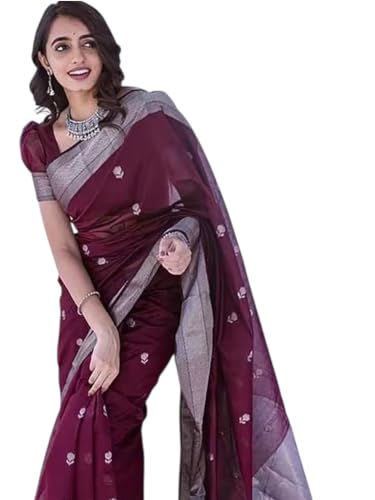 Image of Flosive Women's Cotton Saree With Blouse Piece