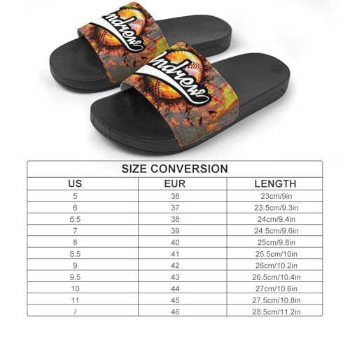 Custom Sports Slides Personalized Slippers - Baseball Sandals Quick Drying Softball Slippers Indoor Outdoor,Gifts for Men Youth Boy (Black,Style 49)2