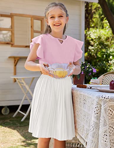 Hopeac Girls Chiffon Skirt Pleated High Waist Midi Skirt Youth Knee Length Flowy #TOP2